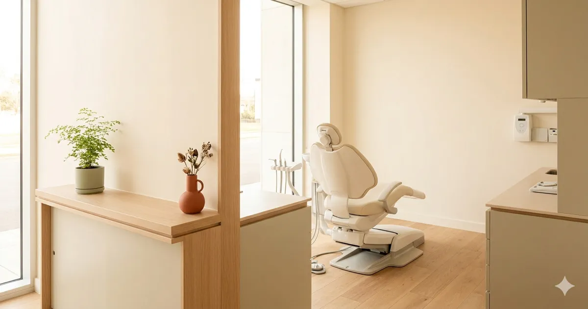 Cadeira de dentista num consultório luminoso e moderno